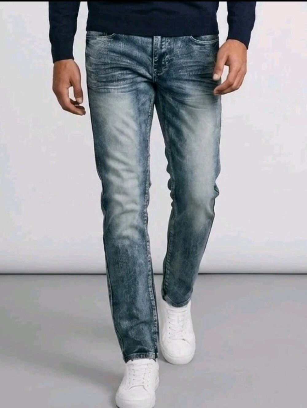 Southpole Jeans Mens 30x30 Blue Denim Skinny Straight Whiskers Distressed Preppy